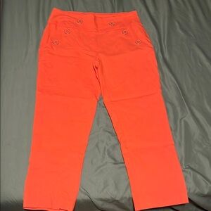 Cato Orange Ankle-Length Cropped Pants
